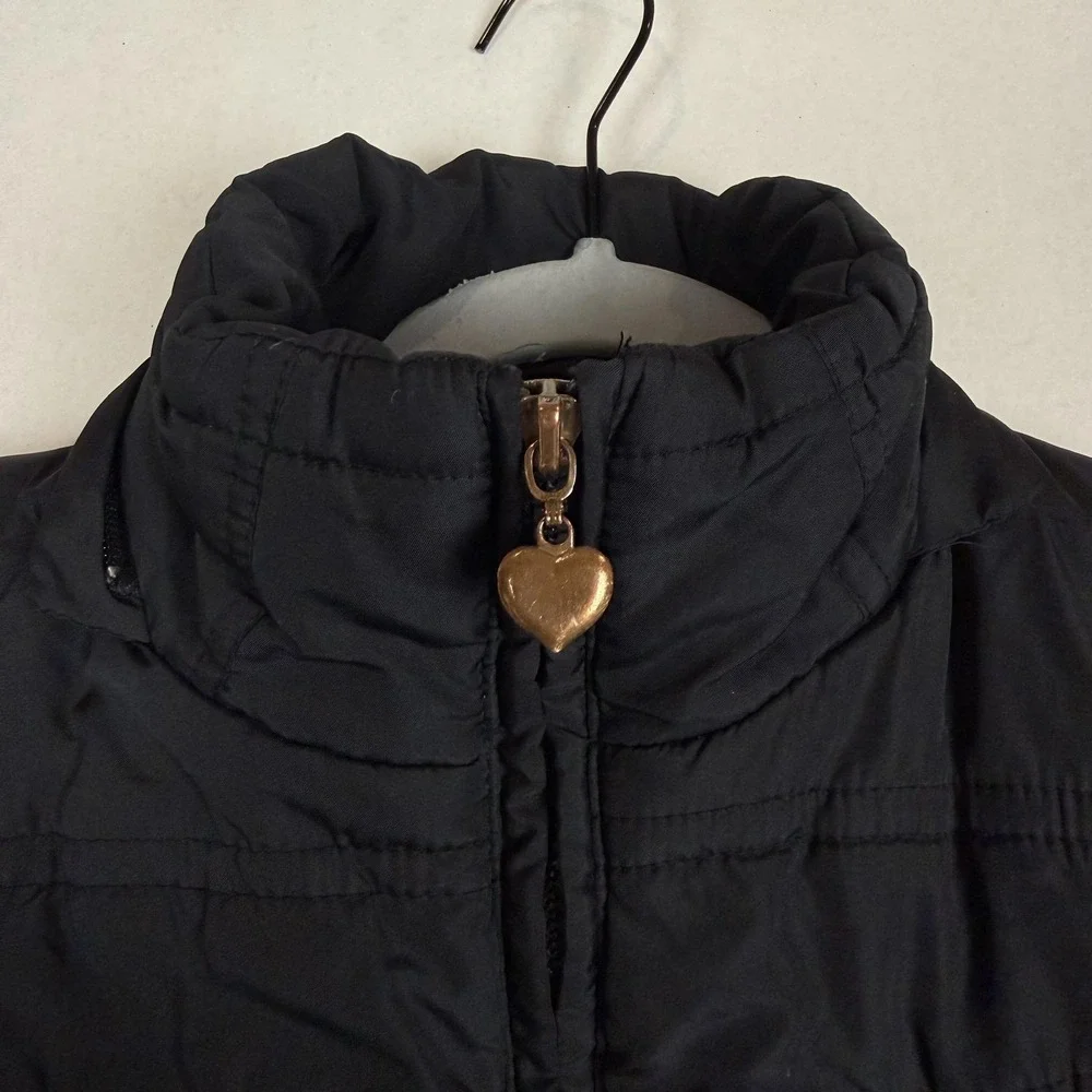Dollhouse Vest Girls 14 Black Quilted Puffer‎ Zip Heart Pockets Fall Winter